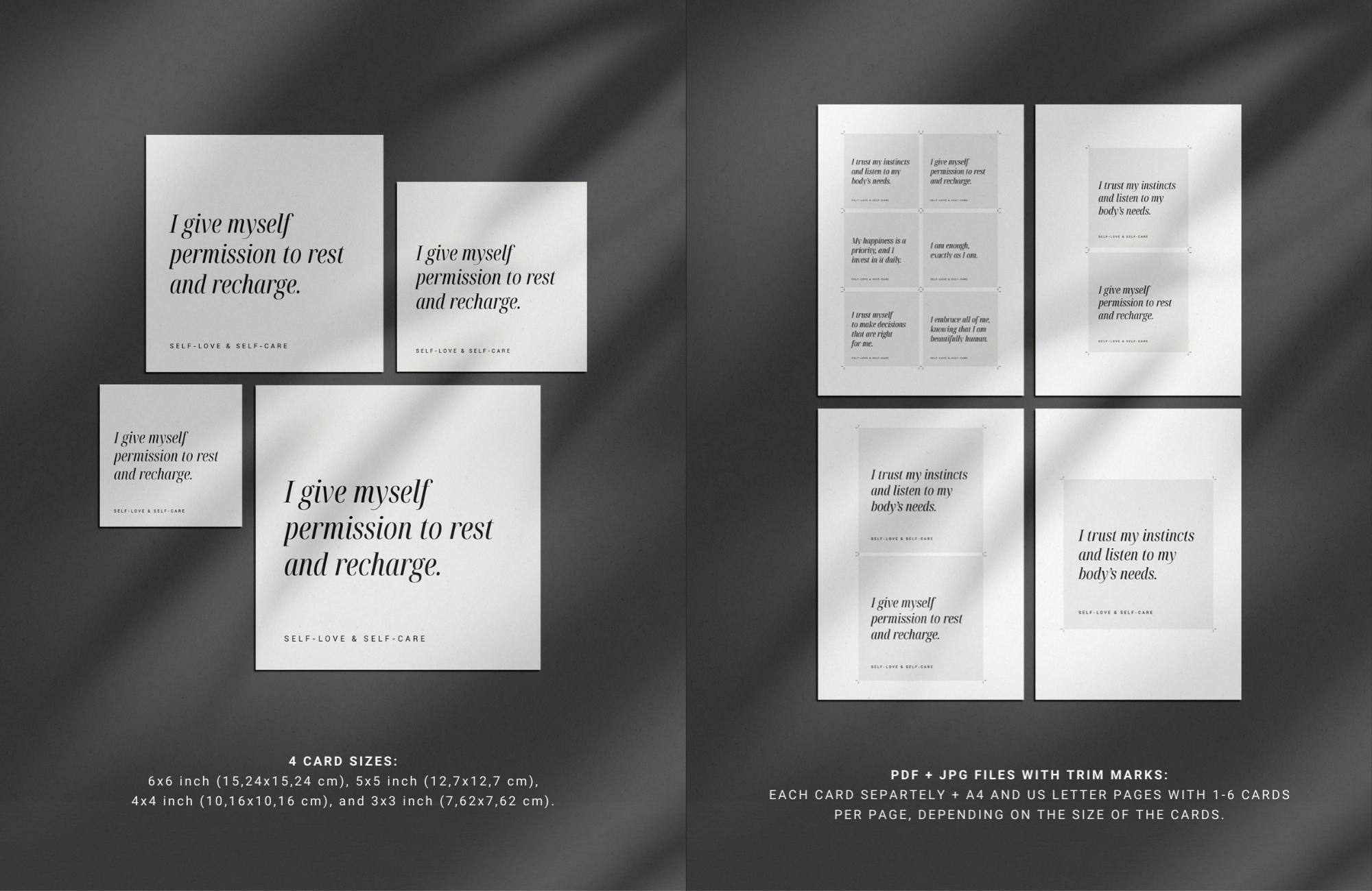 Printable Vision Board Cards | 30 Affirmations + 5 Quotes | Minimalist ...