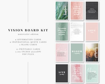 Printable Affirmation Cards 01 | Self-Love & Inspiration Cards | Vision Board, Journaling, Planner Reminders | PDF + JPEG Instand Download