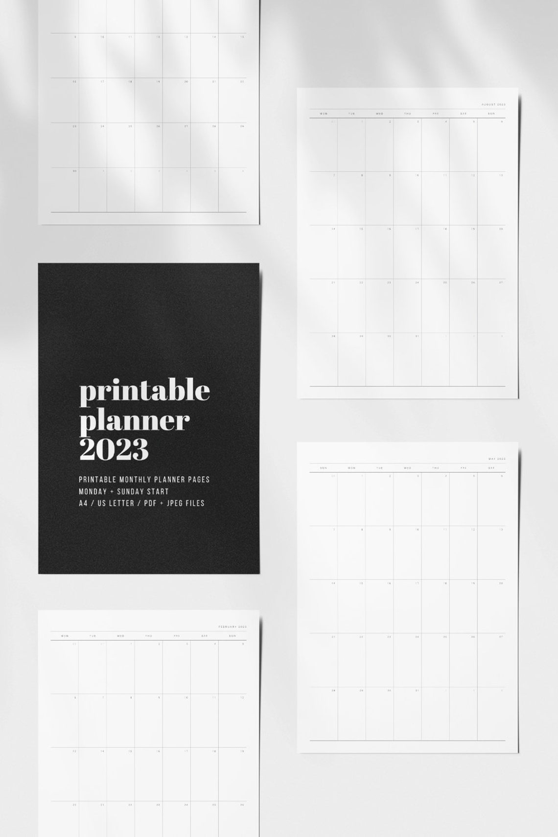 2023 Printable Monthly Planner Portrait Vertical A4 US Letter Printable
