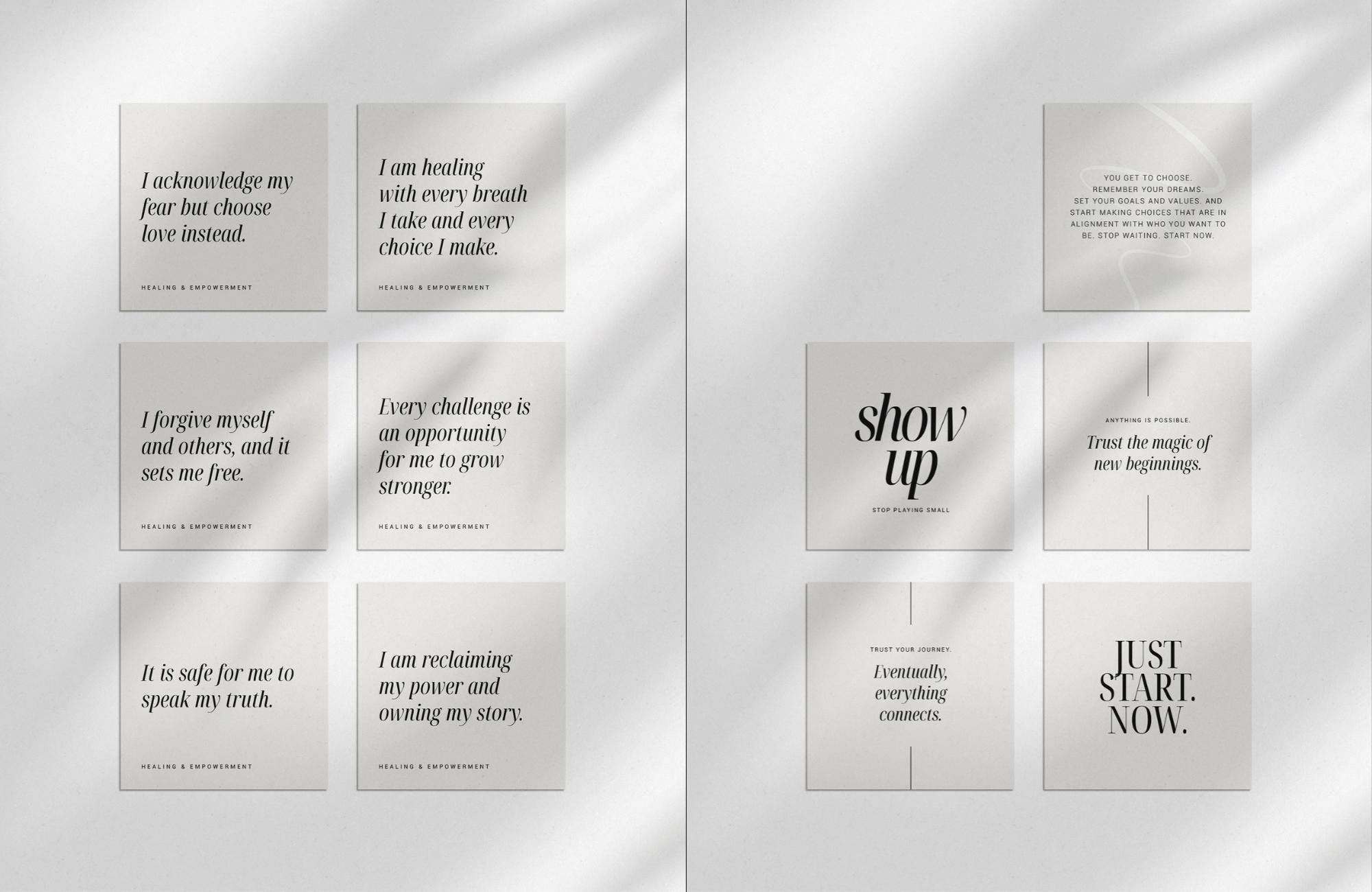 Printable Vision Board Cards | 30 Affirmations + 5 Quotes | Minimalist ...