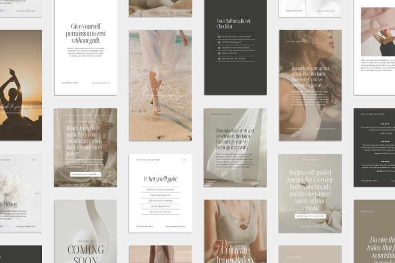 Feminine, Neutral Social Media Canva Templates Instagram Posts for