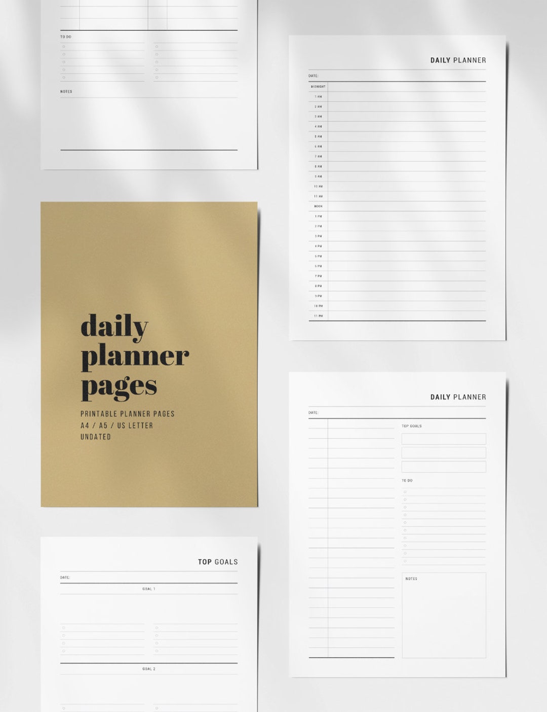 Printable Daily Planner | Undated | A4 | A5 | US Letter | Printable ...