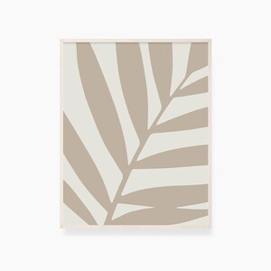 Leaf. Minimalist botanical boho art. Beige. Earth tones. Neutrals. Printable Wall Art Illustration. Abstract plant illustration art.