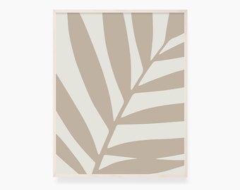 Minimalist Leaf Print: Beige Boho Botanical Art (Digital Download)