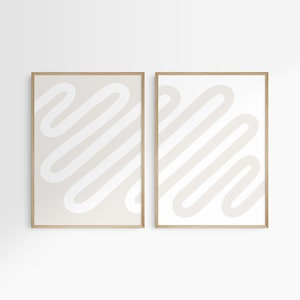 Neutrales Abstraktes SET VON 2 Drucken. Beige Wandkunst. Druckbare Wandkunst. Beige Abstrakte Kunst. Beige Ästhetisch. Minimalistisch. Einfach. Sauber. Modern.
