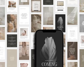 100+ Feminine, Neutral Instagram Templates for Wellness Coaches & Lifestyle Brands. Social Media Canva Templates.