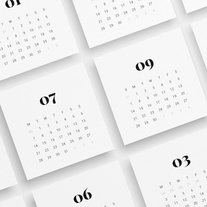 Calendário 2025 | 4x4 | 3x3 | 2x2 | Mini Calendário 2025 | Calendário Bujo para imprimir 2025 | Cartões de registro no diário e planejador | Design Mínimo | 01