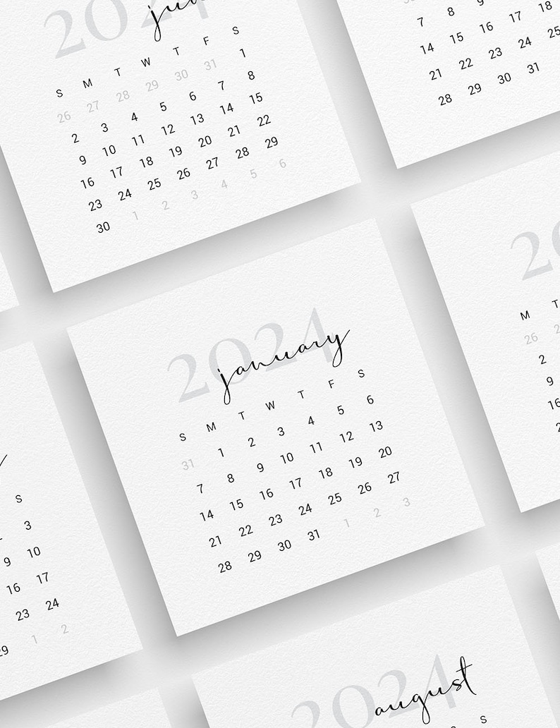 2024 Calendar 3x3 2x2 2024 Mini Calendar Printable Etsy