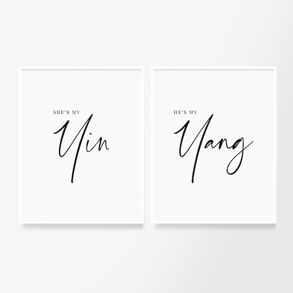 Yin and Yang. Set of 2 printable wall art quotes. Soulmate love and soul connection out of this world. Soul mates. Perfect balance. Destiny.