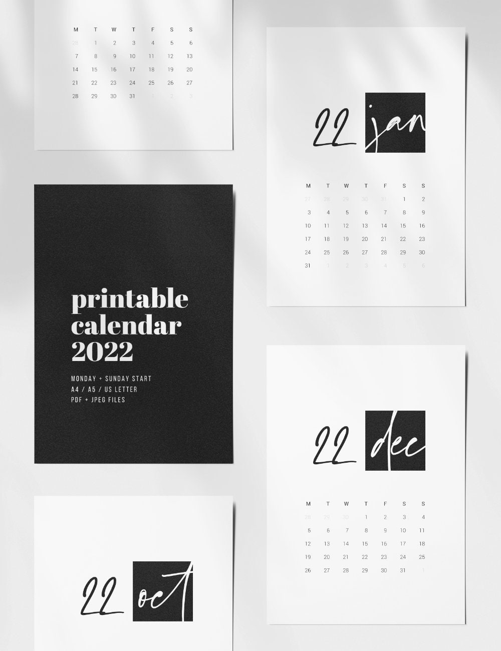 printable 2022 calendar portrait vertical a4 a5 us etsy uk