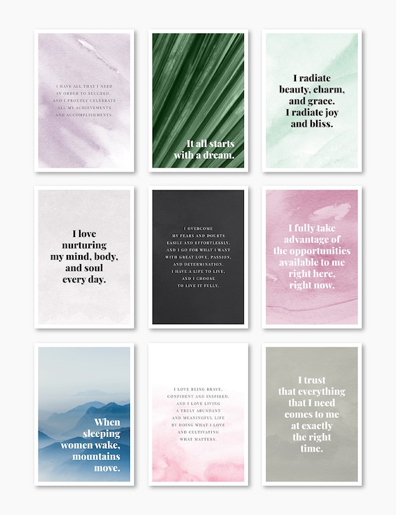 Motivational Quotes, Inspire and Encourage, 9 Cards, 2.5 by 3.5, You Print,  and Cut, Inspirational Quotes, Affirmations, Colorful Quotes -  Sweden