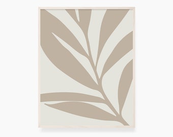 Minimalist Leaf Print: Beige Boho Botanical Art (Digital Download)