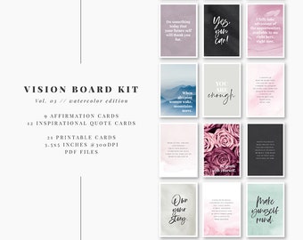 Printable Affirmation Cards 03 | Self-Love & Inspiration Cards | Vision Board, Journaling, Planner Reminders | PDF + JPEG Instand Download