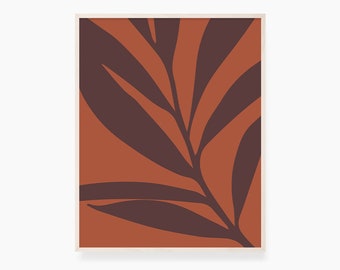 Botanical Leaf Print: Burnt Orange Boho Art (Digital Download)