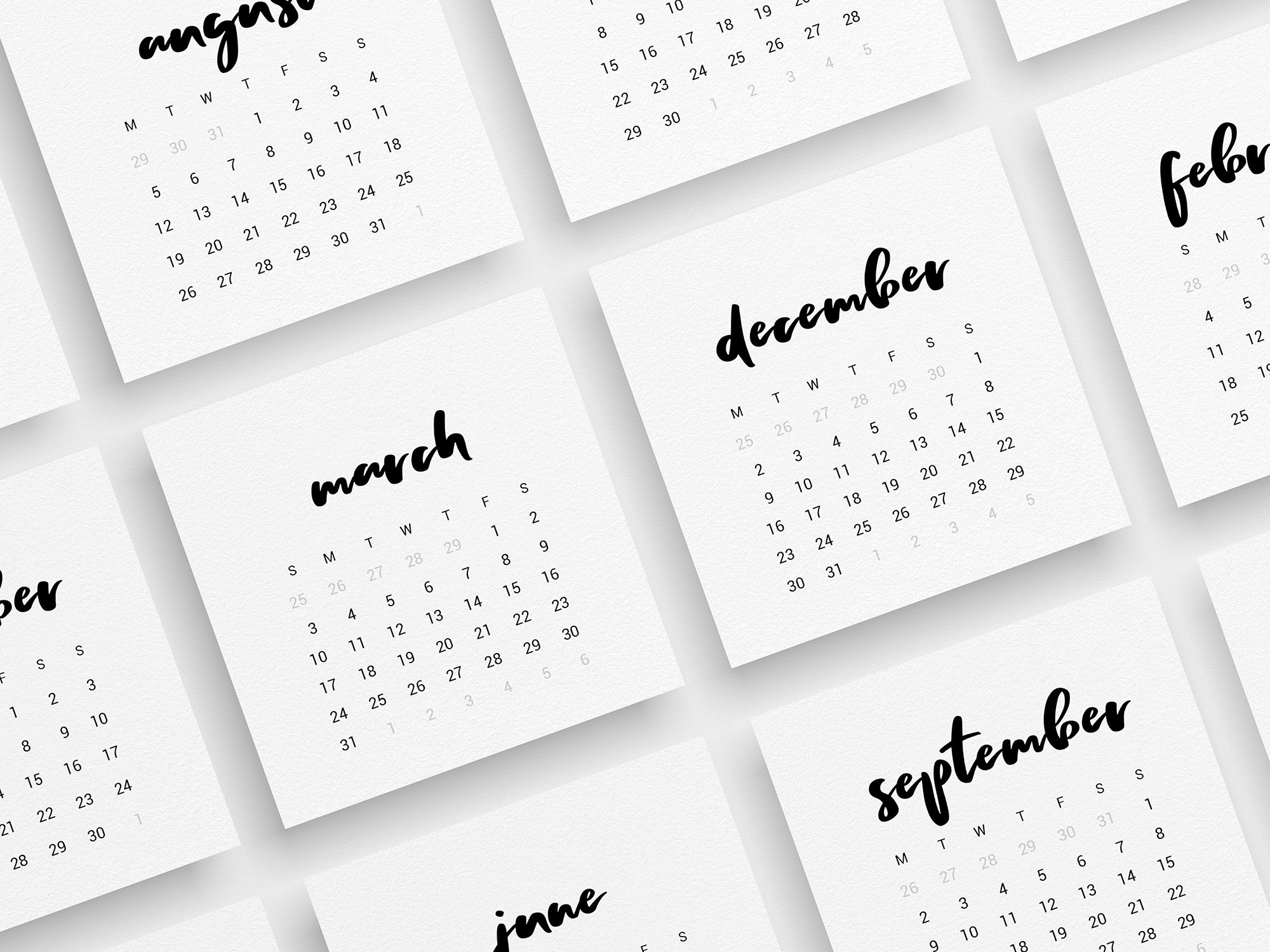 2024 Calendar 3x3 2x2 2024 Mini Calendar Printable Bujo Calendar 2024