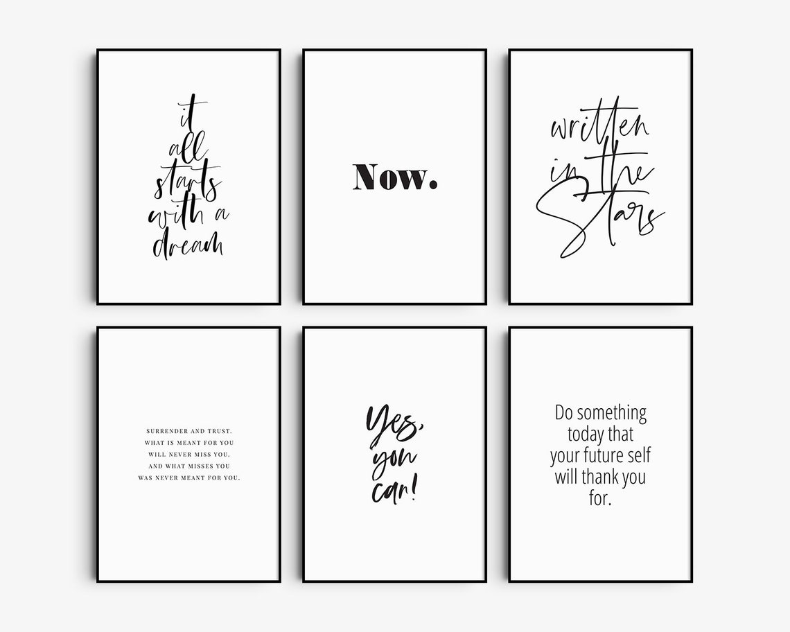 Printable Quotes. Wall Art SET OF 6. Inspirational, Motivational ...