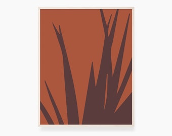 Minimalistischer Blätterdruck: Gebrannte Orange Boho Botanische Kunst (Digitaler Download)