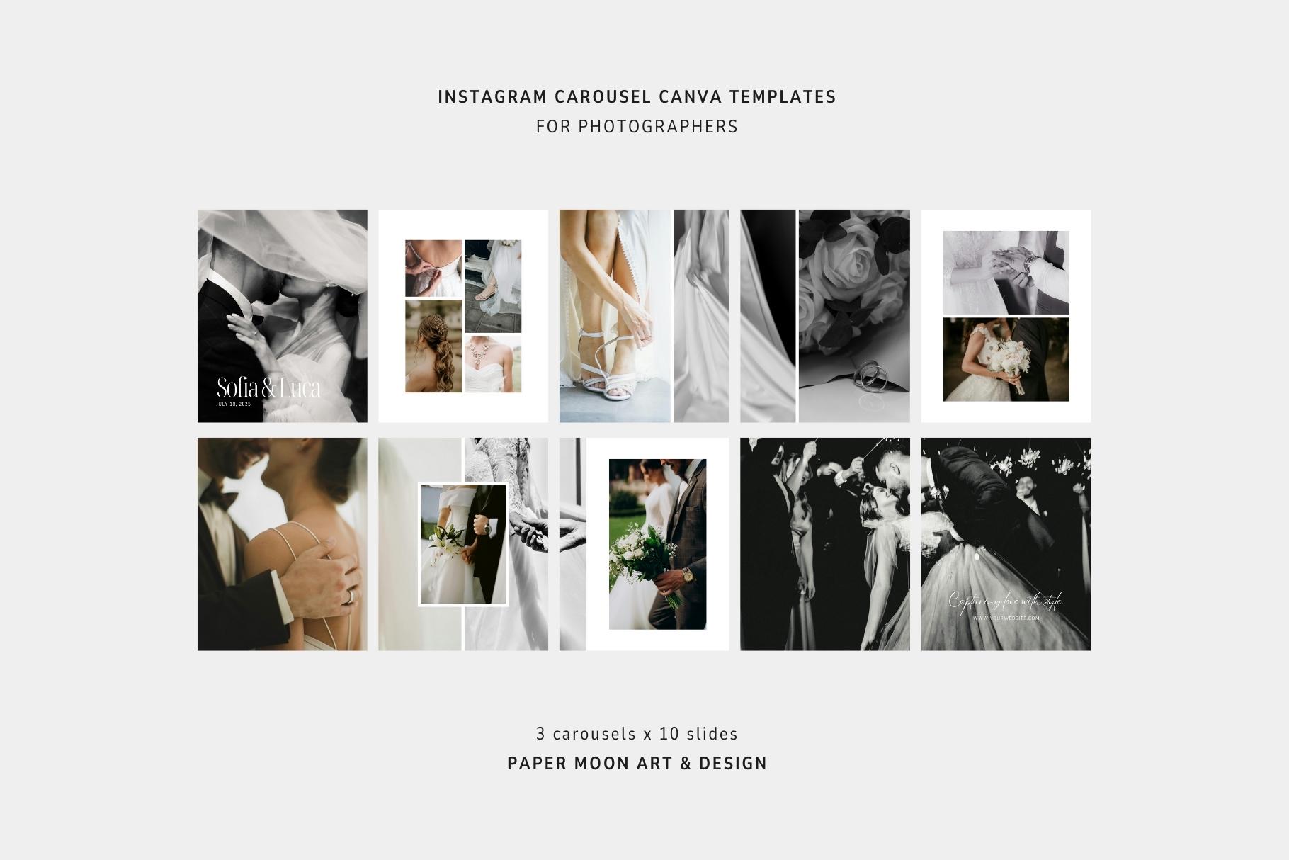 Modern Instagram Carousel Canva Templates for Portrait and Wedding ...