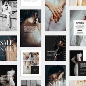 Black and white social media Canva templates. Minimal, editorial Instagram posts and stories for photographers, wedding and fashion brands.