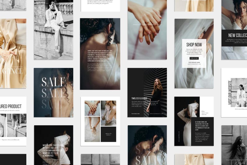 Minimal, Editorial Social Media Canva Templates: Black and White Instagram Posts and Stories for Photographers and Fashion Brands