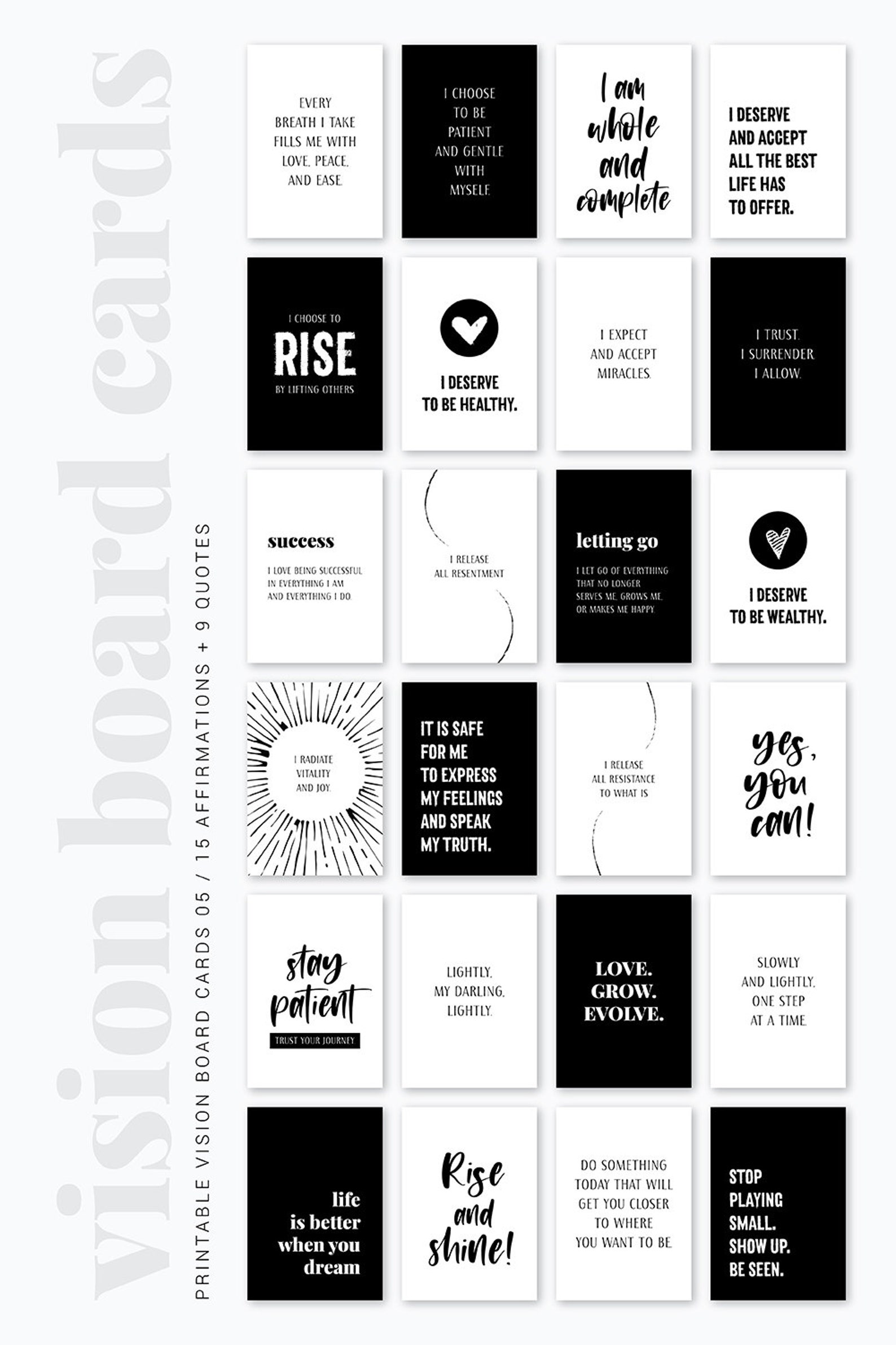 Vision Board Printables Printable Quotes and Affirmation Cards 3.5x5 3x4 2x3 Printable Planner ...