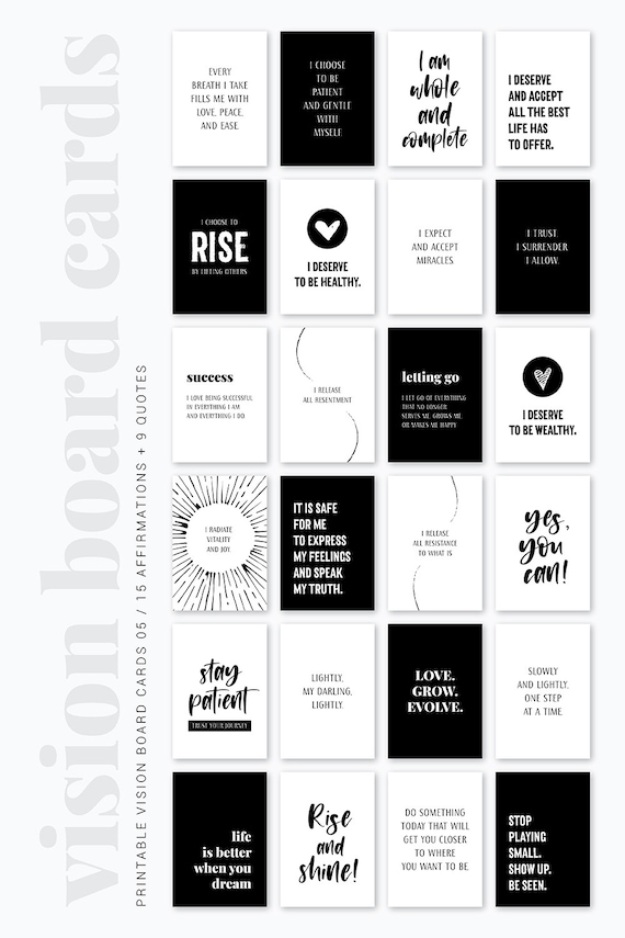 vision board printables printable quotes and affirmation etsy