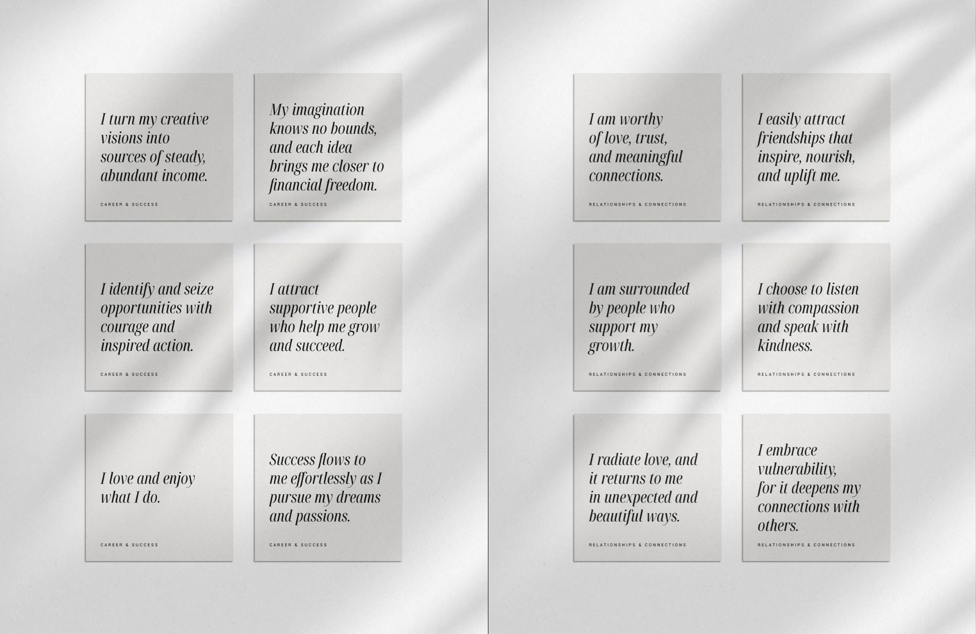 Printable Vision Board Cards | 30 Affirmations + 5 Quotes | Minimalist ...
