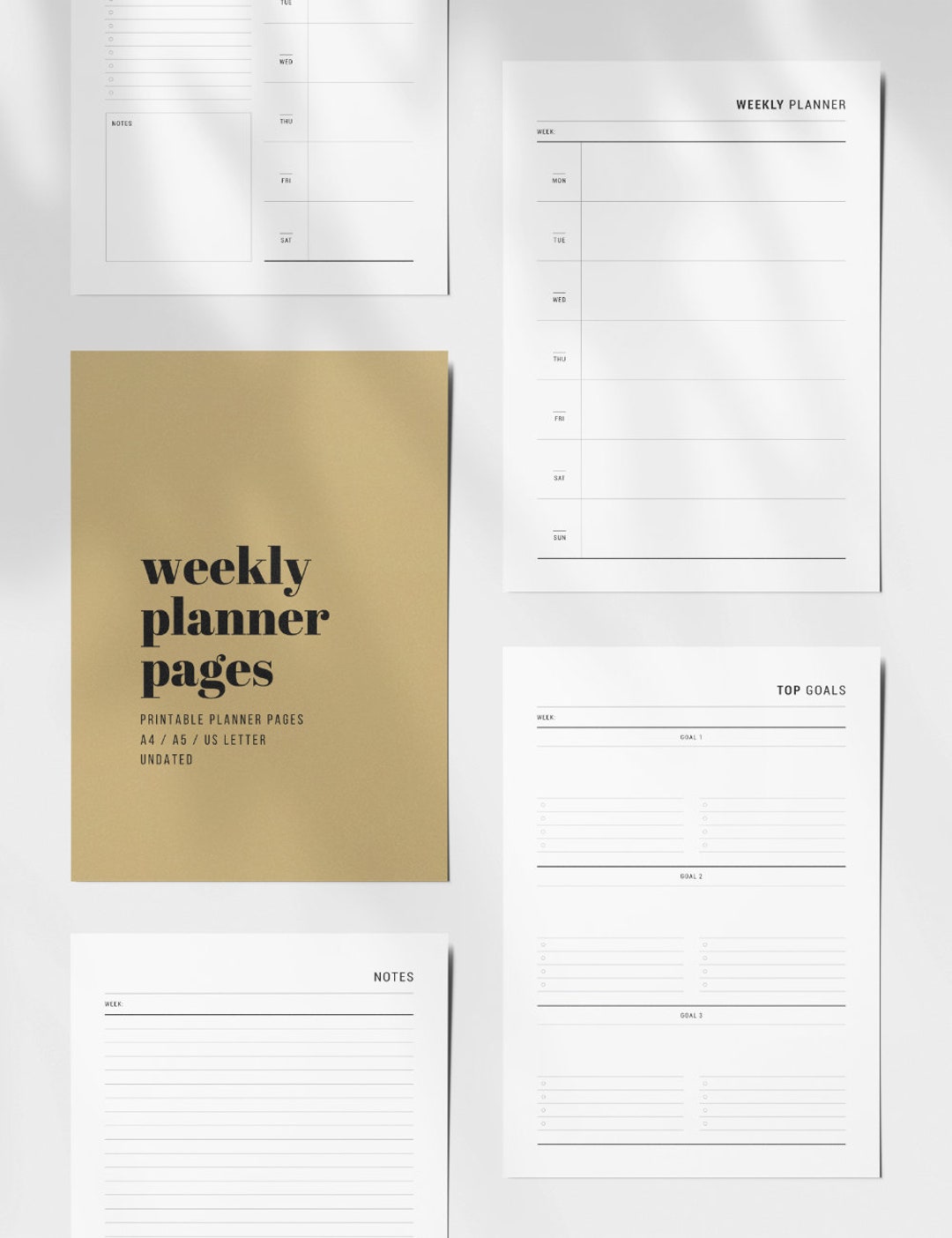 Minimalist Weekly Planner Printable: Undated A4, A5, US Letter (PDF ...