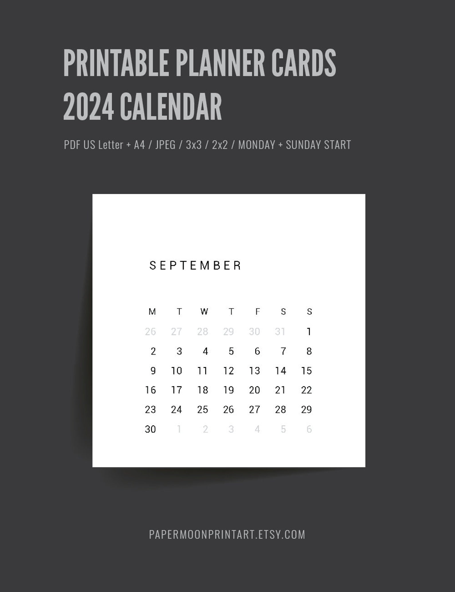 2024 Calendar 3x3 2x2 2024 Mini Calendar Printable Bujo Calendar 2024