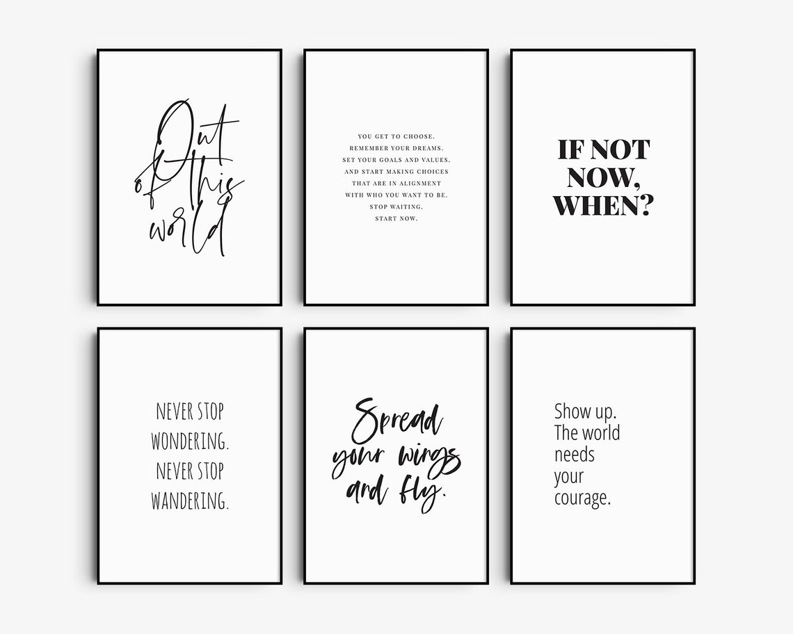 Printable Wall Art Quotes SET OF 6. Inspirational, Motivational