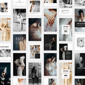 Minimal, Editorial Social Media Canva Templates: Black and White Instagram Posts and Stories for Photographers and Fashion Brands
