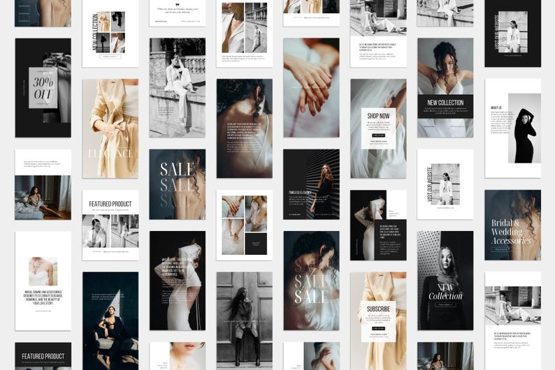 Minimal, Editorial Social Media Canva Templates: Black and White Instagram Posts and Stories for Photographers and Fashion Brands