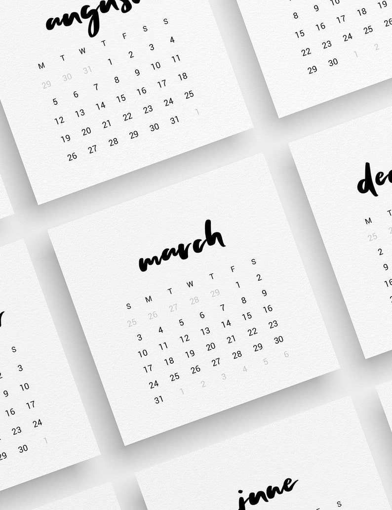 2024 Calendar 3x3 2x2 2024 Mini Calendar Printable Bujo Calendar 2024