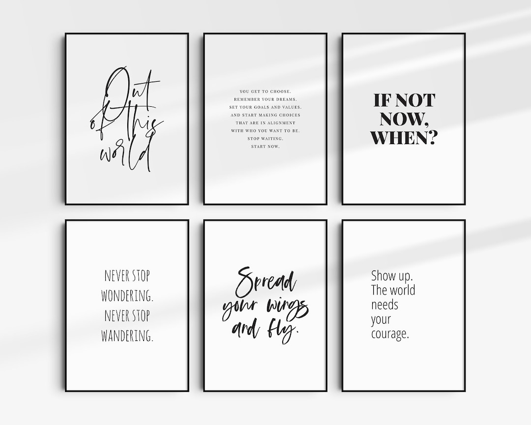 Printable Wall Art Quotes SET OF 6. Inspirational, Motivational ...