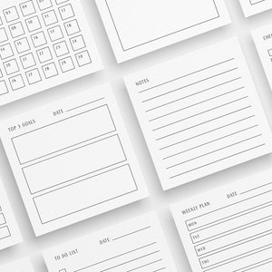 Planification essentielle | 3x3 - France | Cartes journal et planificateur imprimables | Plans, listes de contrôle, trackers, listes de tâches | Conception minimale | PDF + JPEG