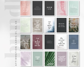 Printable Affirmation Cards Bundle | Self-Love & Inspiration Cards | Vision Board, Journaling, Planner Reminders | PDF JPEG Instand Download