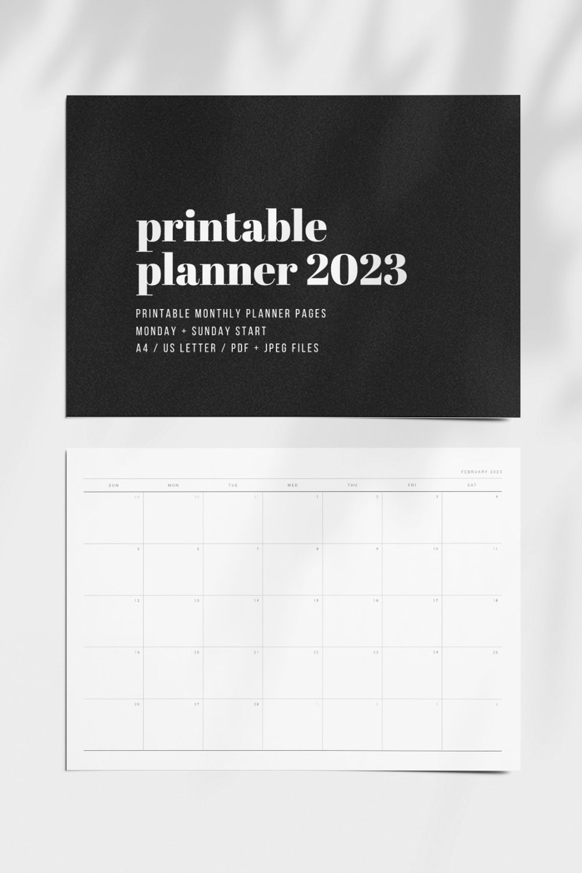 2023 Printable Monthly Planner Landscape Horizontal A4 Etsy
