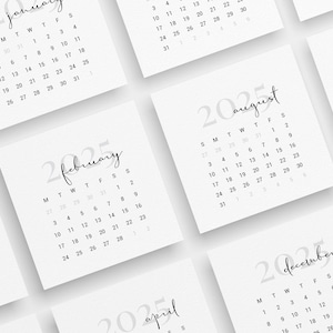 Kalender 2025 | 10x10 | 3x3 | 2x2 | 2025 Minikalender | Druckbarer Bujo Kalender 2025 | Journaling & Planerkarten | Minimal Design | 02