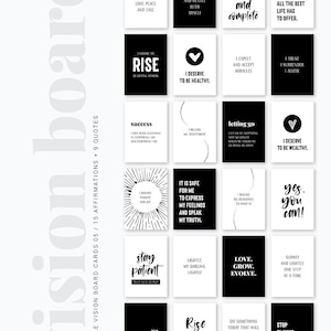 Printable Affirmation Cards 05 | Black & White Vision Board Kit | Planner, Journal, Motivational Quotes | PDF + JPEG | Minimal Design
