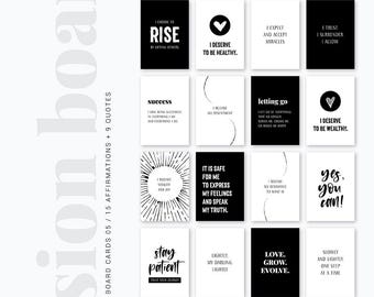 Black and White Affirmation Cards: Minimalist Printable Vision Board Kit 05 (PDF + JPEG)