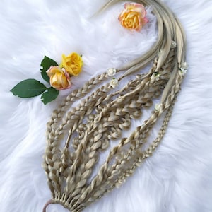 Blonde Braids Extension on Hairband, Dreadlocks On Elastic Band, Synthetic Braids Ponytail, Dreadlocks Hair Wig, Hair Falls, SUNNY ROSES
