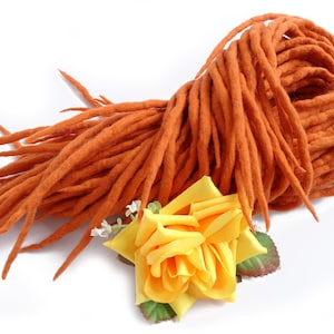 Orange Wool Dreadlocks, Dreads Extensions, Double Ended, SWEET ORANGE