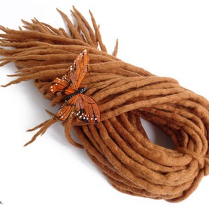 Extensões de dreadlock de lã de gengibre, dreads de cobre de ponta dupla, dreadlocks macios marrom mel quedas, dreads DE de lã longos, médios e curtos