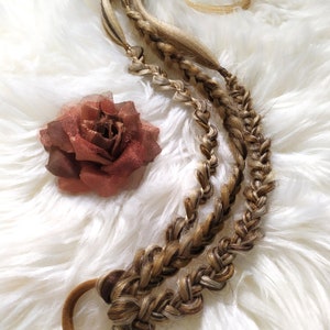 Brown Blonde Braids Extension on Hairband, Dreadlocks On Elastic Band, Synthetic Braids Ponytail, Hair Wig, Hair Falls, GOLDEN SPIKELETS