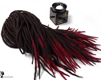 Dark Brown Cherry Merino Wool Dreadlocks Extensions, Classic Style Double Ended Dread Set