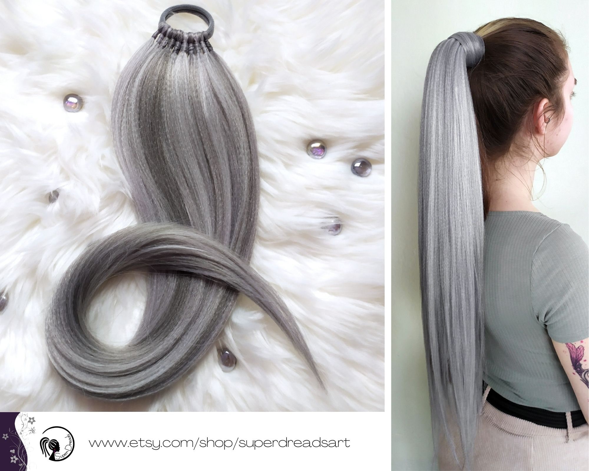 ♡ cute grey high ponytails