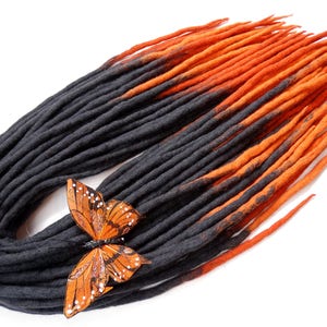 Grey Wool Dreadlocks, Orange Ombre Dreads, Dreadlock Extensions, Double Ended, MARAKESH SUNSET