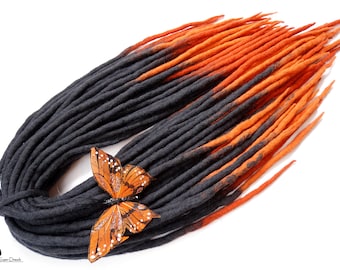 Dark Gray to Orange Ombre Merino Wool Dreadlocks, Double Ended Dread ExtensionsUNSET