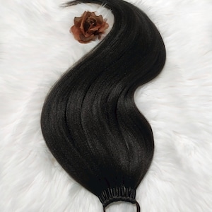 Brown Ponytail Extensions, Dark Brown Hair on Elastic Band, Synthetic Hair Extension on Hairband, Hair Wig, Hair Falls, MADAM CHOCOLATE