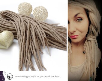 Blonde Wool Dreadlocks, Beige Dreads Extensions, Double Ended, SWEET COFFEE LATTE